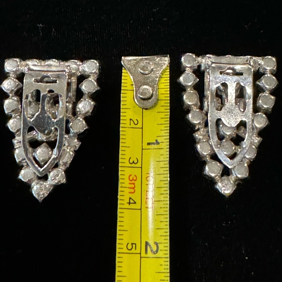 Vintage Clear Rhinestone Dress Clips Marked STERLING AS-IS - Picture 7 of 9